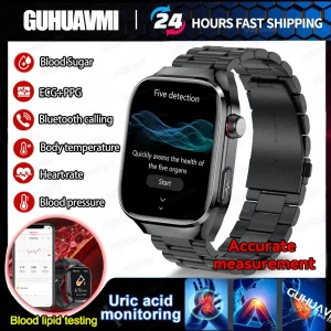 2025 New Blood Sugar ECG Blood Pressure Smart Watch Men Uric Acid Blood Bluetooth Call Sports For Xiaomi Health Monitoring Watch