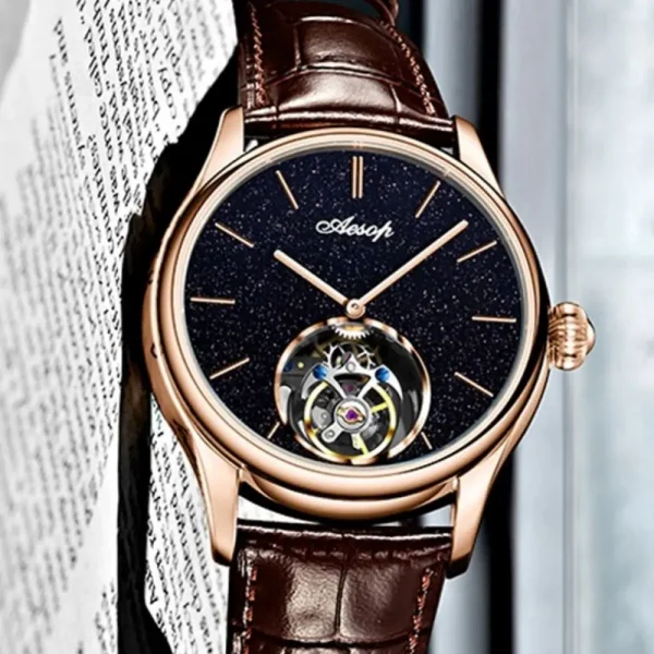 AESOP Brand Tourbillon Luxury Mens Watches Waterproof Male Sports Watch For Men Mechanical Casual WristWatches 2025New - Image 4