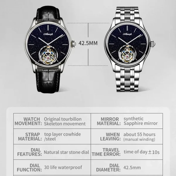 AESOP Brand Tourbillon Luxury Mens Watches Waterproof Male Sports Watch For Men Mechanical Casual WristWatches 2025New - Image 6