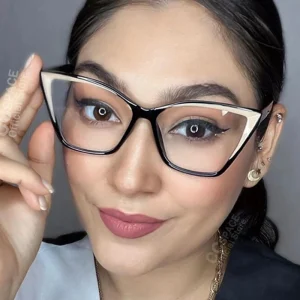 56652 New Women Large Size Anti Blue Computer Glasses Cat Eye Optical Spectacle Frame Fashion Two Color Splicing