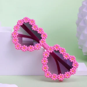 Heart-shaped Flower Sun Glasses Kids Cute Daisy Sunglasses Children Outdoor Sun Protection Shades Fashion Funny Party Eyewear